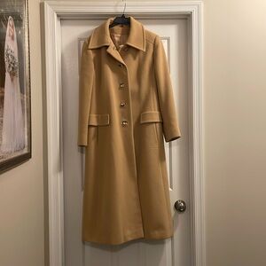 Womens tan wool coat. Regency Cashmere, Saks Fifth Avenue.